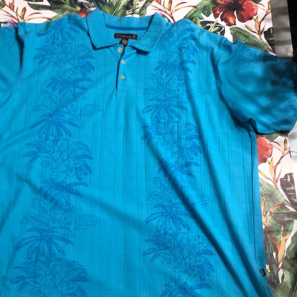 Men's Teal Floral-Print Polo Shirt